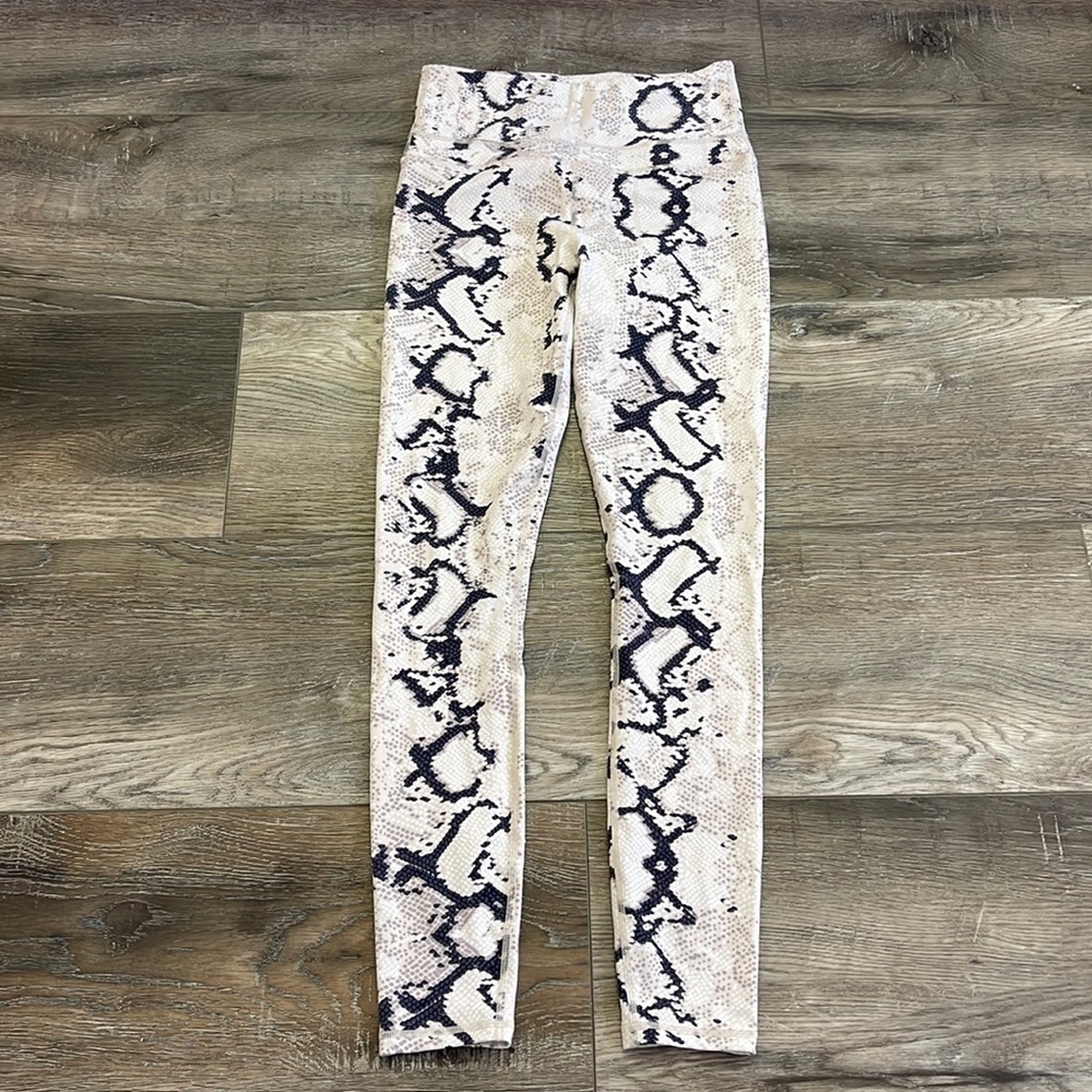 Varley Snake Print Leggings in Beige and Black